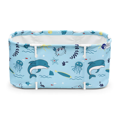 Weisshorn Foldable Bathtub PVC Spa Bucket Inflatable Cushion 114x62cm Blue FB-PVC-120-BL