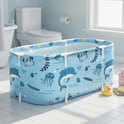 Weisshorn Foldable Bathtub PVC Spa Bucket Inflatable Cushion 114x62cm Blue