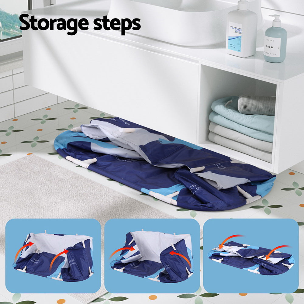 Weisshorn Foldable Bathtub PVC Spa Bucket Inflatable Cushion 114x62cm Navy Blue FB-PVC-120-DB