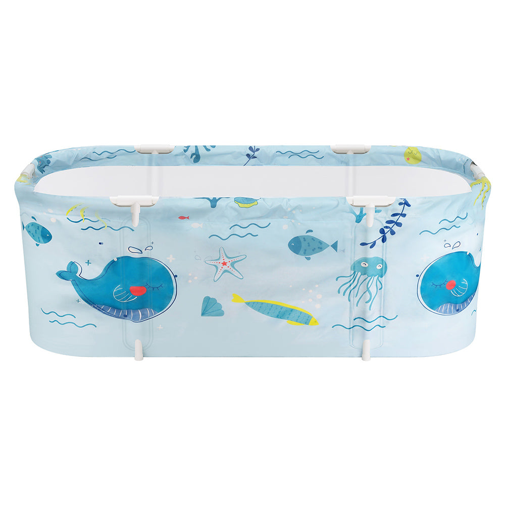 Weisshorn Foldable Bathtub PVC Spa Bucket Inflatable Cushion 134x65cm Blue FB-PVC-140-BL