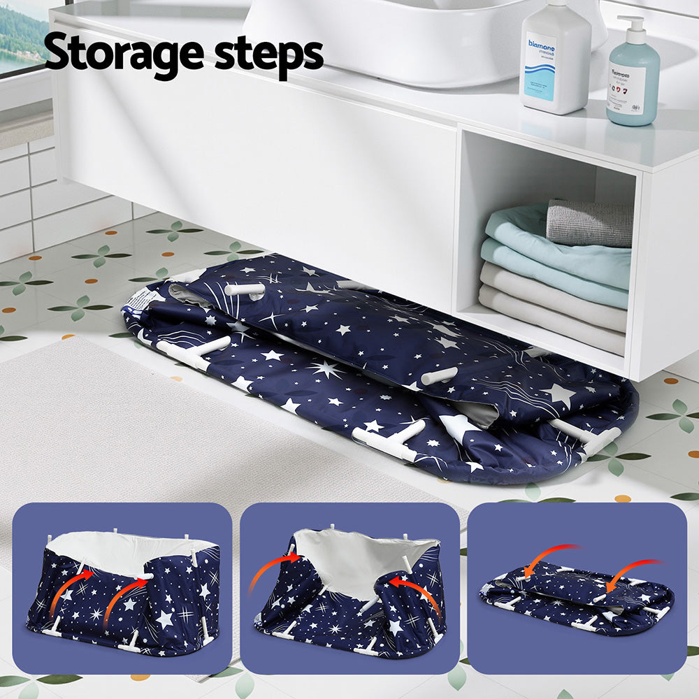 Weisshorn Foldable Bathtub PVC SPA Bucket Inflatable Cushion 134x65cm Star Navy FB-PVC-B-140-NA