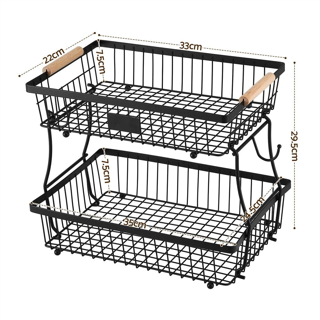 5-Star Chef 2 Tier Fruit Basket Bowl Detachable Kitchen Food Storage Stand