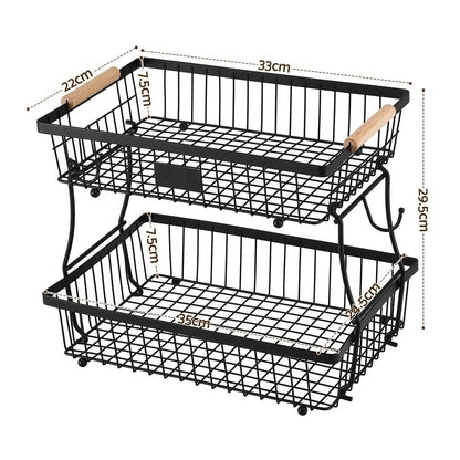 5-Star Chef 2 Tier Fruit Basket Bowl Detachable Kitchen Food Storage Stand