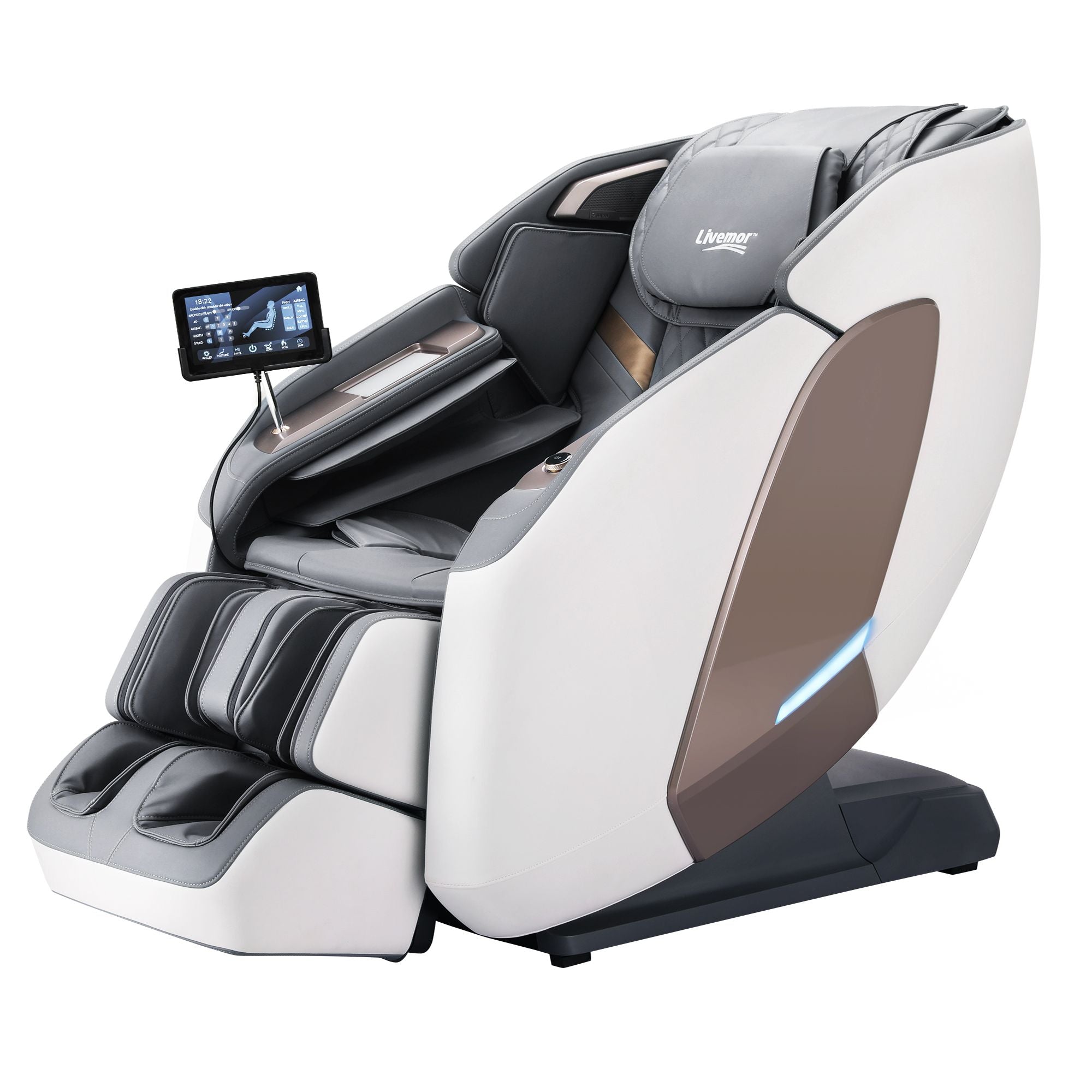 Livemor Prestige 4D Dual Mechanism Massage Chair, Full Body Zero Gravity Recliner with Extended SL Track, Body Scan, Air Compression, Waist Heating, Foot Rollers, Voice Control & Wireless Charging