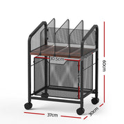 Artiss Mobile File Cabinet Rolling with Locking Wheels Wood Top Compact Storage Organiser Black FC-MESH-1D-BK
