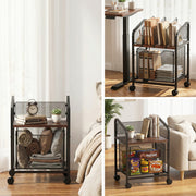 Artiss Mobile File Cabinet Rolling with Locking Wheels Wood Top Compact Storage Organiser Black FC-MESH-1D-BK
