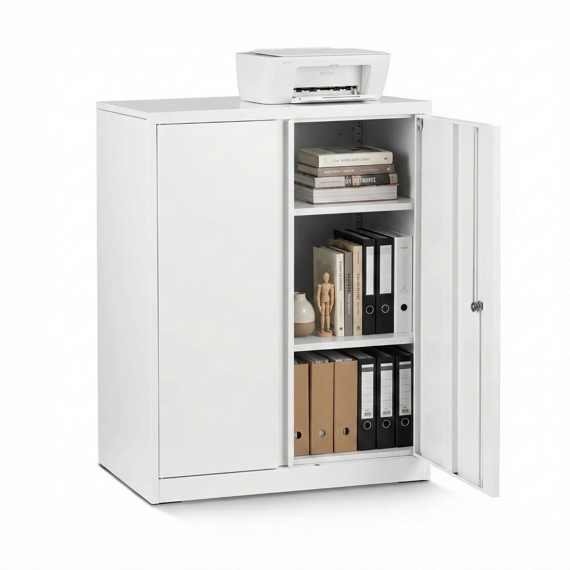 Artiss Steel Locker Cabinet Filing Mental Storage 3-Point Lock Adjustable Shelves White FC-METAL-100-WH
