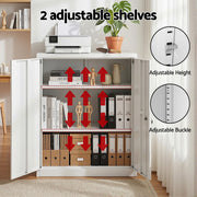 Artiss Steel Locker Cabinet Filing Mental Storage 3-Point Lock Adjustable Shelves White FC-METAL-100-WH