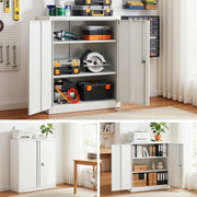 Artiss Steel Locker Cabinet Filing Mental Storage 3-Point Lock Adjustable Shelves White FC-METAL-100-WH