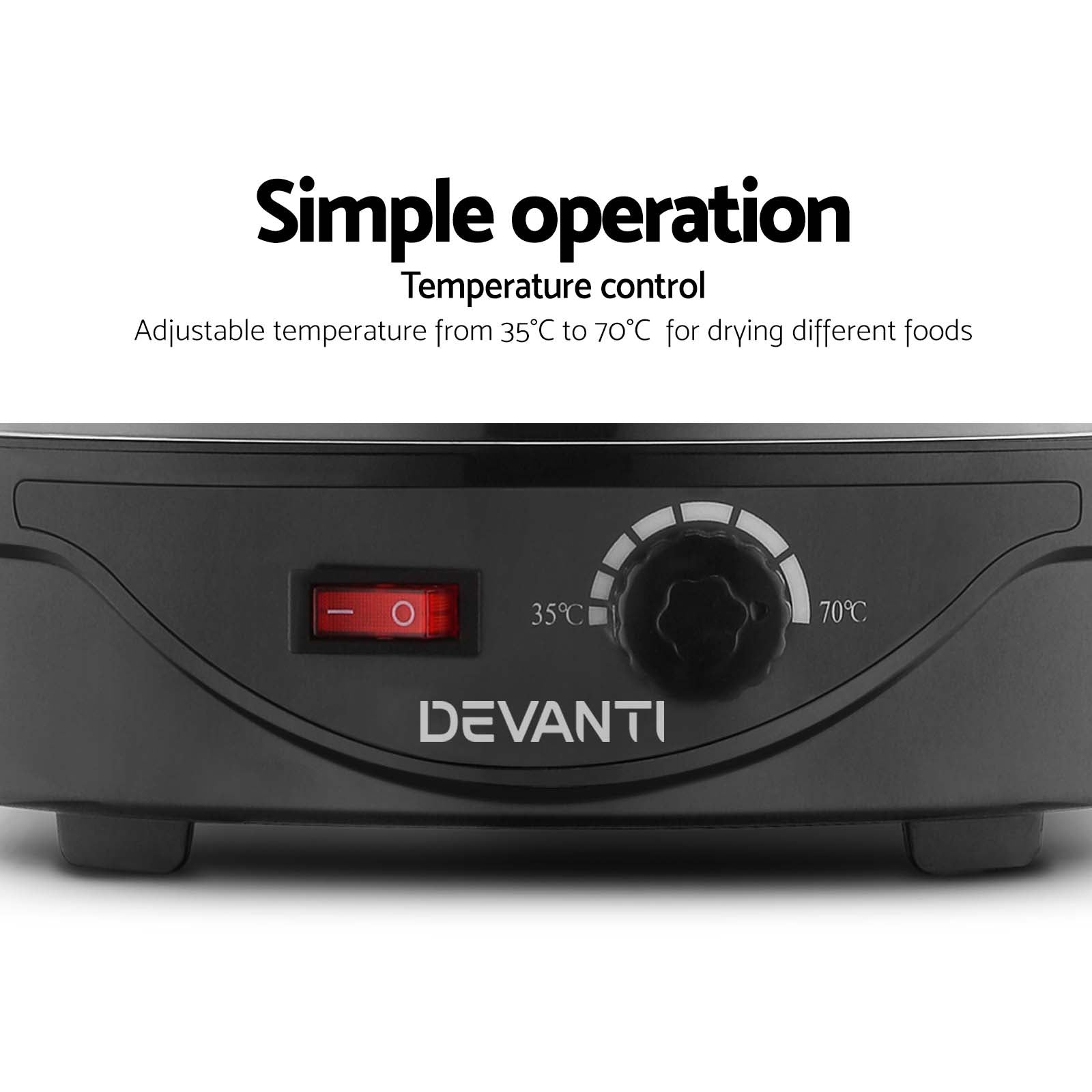 Devanti 5 Trays Food Dehydrator Fruit Dehydrators Pet Beef Jerky Dryer Black FD-B-1142-5T-BK