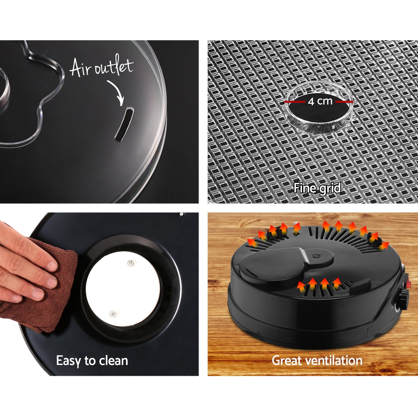 Devanti 5 Trays Food Dehydrator Fruit Dehydrators Pet Beef Jerky Dryer Black FD-B-1142-5T-BK