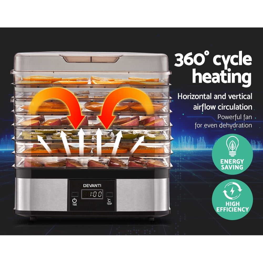 Devanti 5 Trays Food Dehydrator FD-B-1159-SS