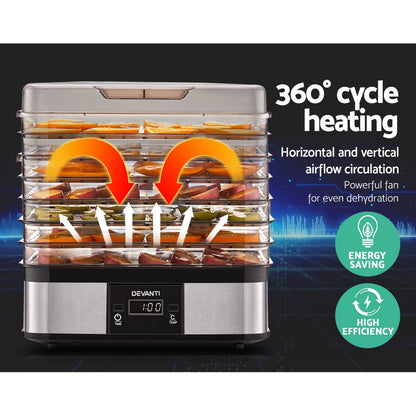 Devanti 5 Trays Food Dehydrator FD-B-1159-SS