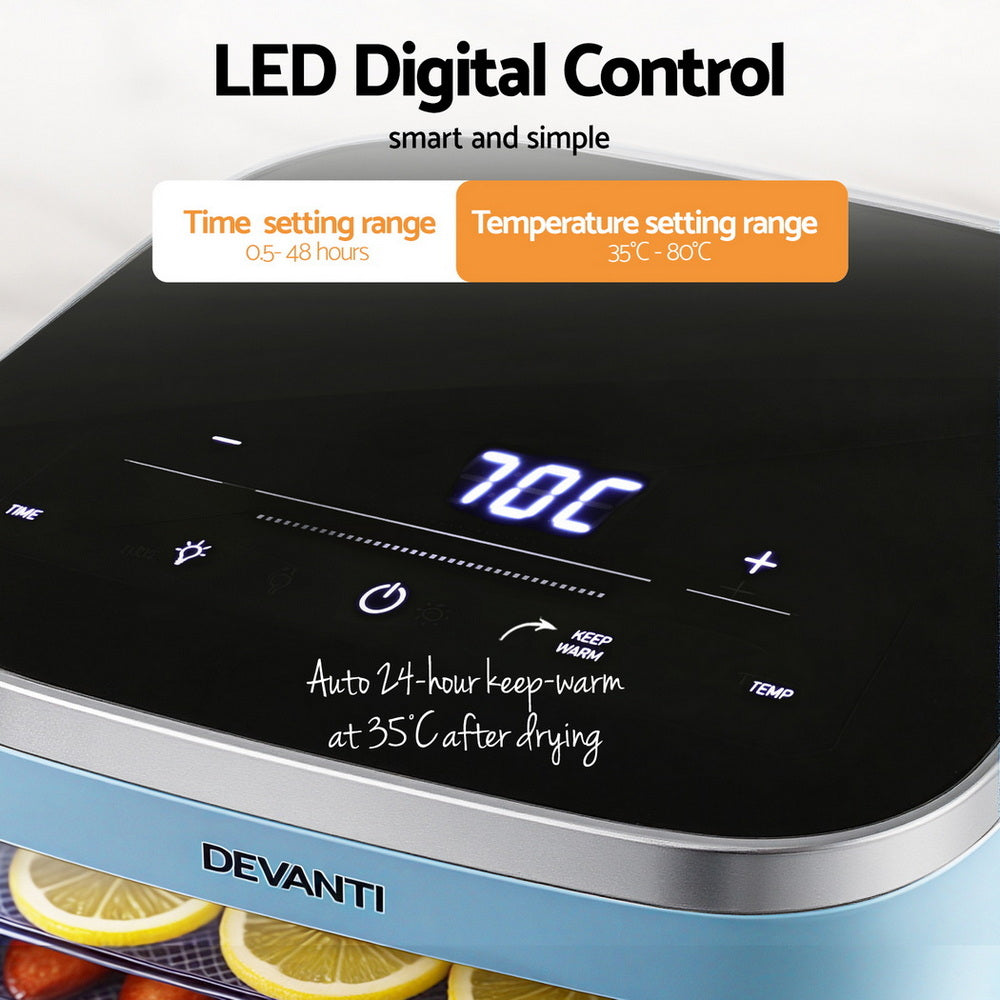 Devanti 5 Trays Food Dehydrator Mini Fruit Dryer 500W FD-E-309A-5T-BL