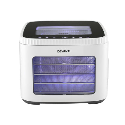 Devanti Food Dehydrator Machine 5 Tray Mini Fruit Dryer Maker White FD-E-309D-5T-WH