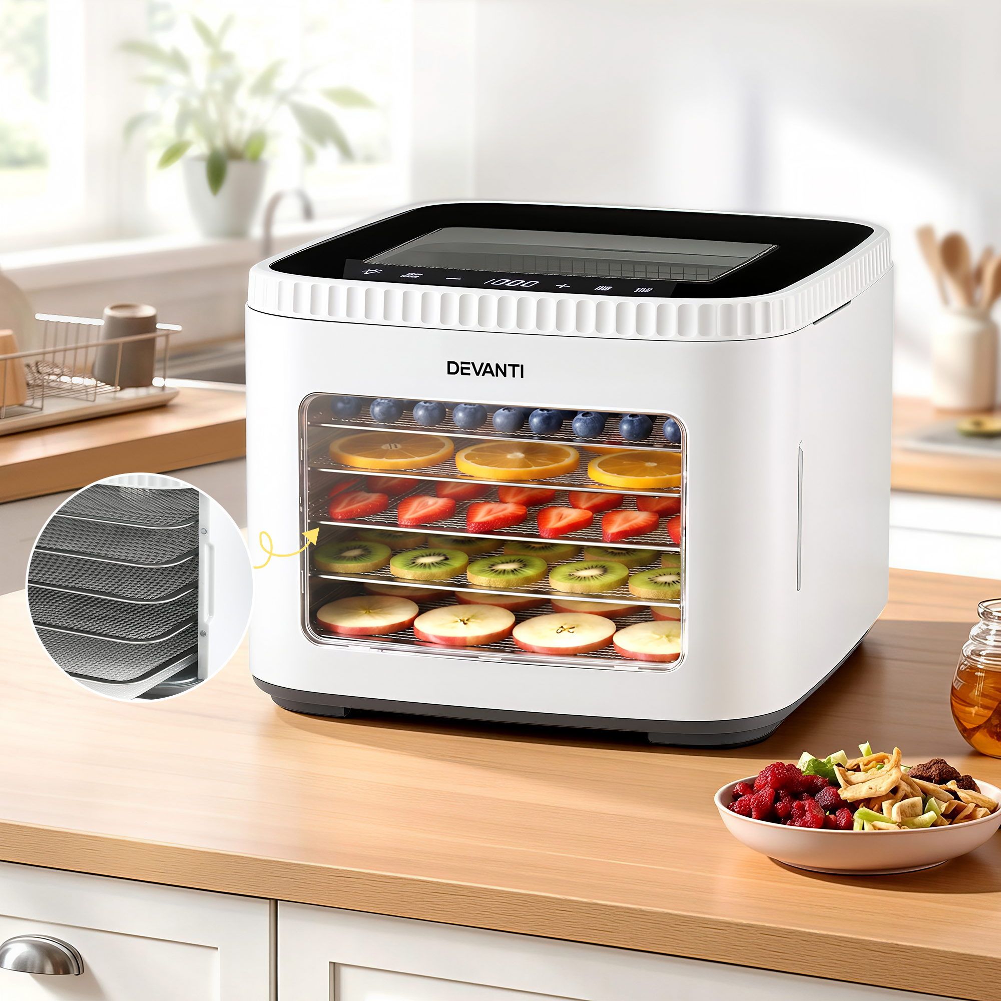Devanti Food Dehydrator Machine 5 Tray Mini Fruit Dryer Maker White