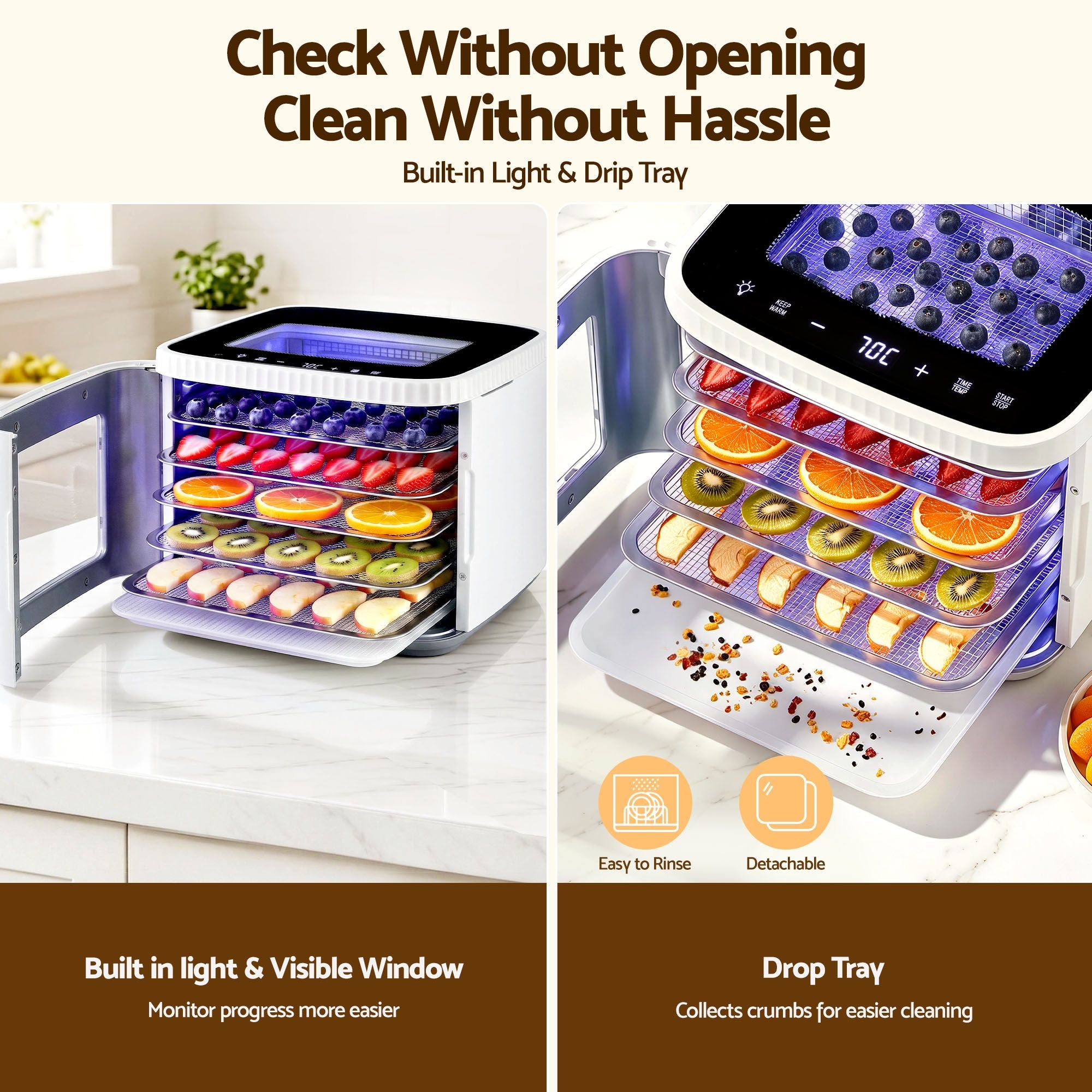 Devanti Food Dehydrator Machine 5 Tray Mini Fruit Dryer Maker White