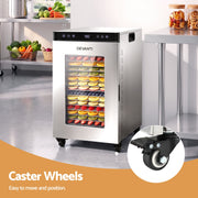 Devanti Food Dehydrator Stainless Steel Fruit Dryer 16 Tray Silver