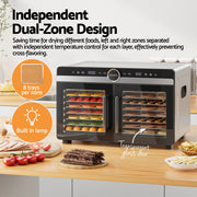 Devanti 16 Trays Food Dehydrator Dual-Zone Stainless Steel FD-E-601A-16T-SS