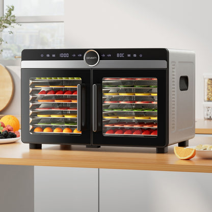 Devanti 16 Trays Food Dehydrator Dual-Zone Stainless Steel FD-E-601A-16T-SS