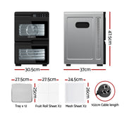 Devanti 12 Trays Food Dehydrator Dual-Zone Stainless Steel Fruit Jerky Dryer FD-E-661A-12T-SS