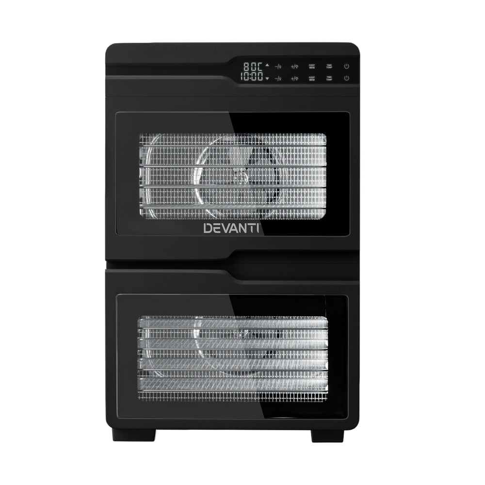 Devanti 12 Trays Food Dehydrator Dual-Zone Stainless Steel Fruit Jerky Dryer FD-E-661A-12T-SS