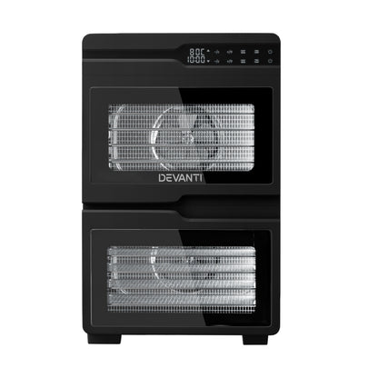 Devanti 12 Trays Food Dehydrator Dual-Zone Stainless Steel Fruit Jerky Dryer FD-E-661A-12T-SS