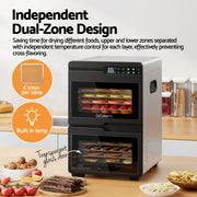Devanti 12 Trays Food Dehydrator Dual-Zone Stainless Steel Fruit Jerky Dryer FD-E-661A-12T-SS