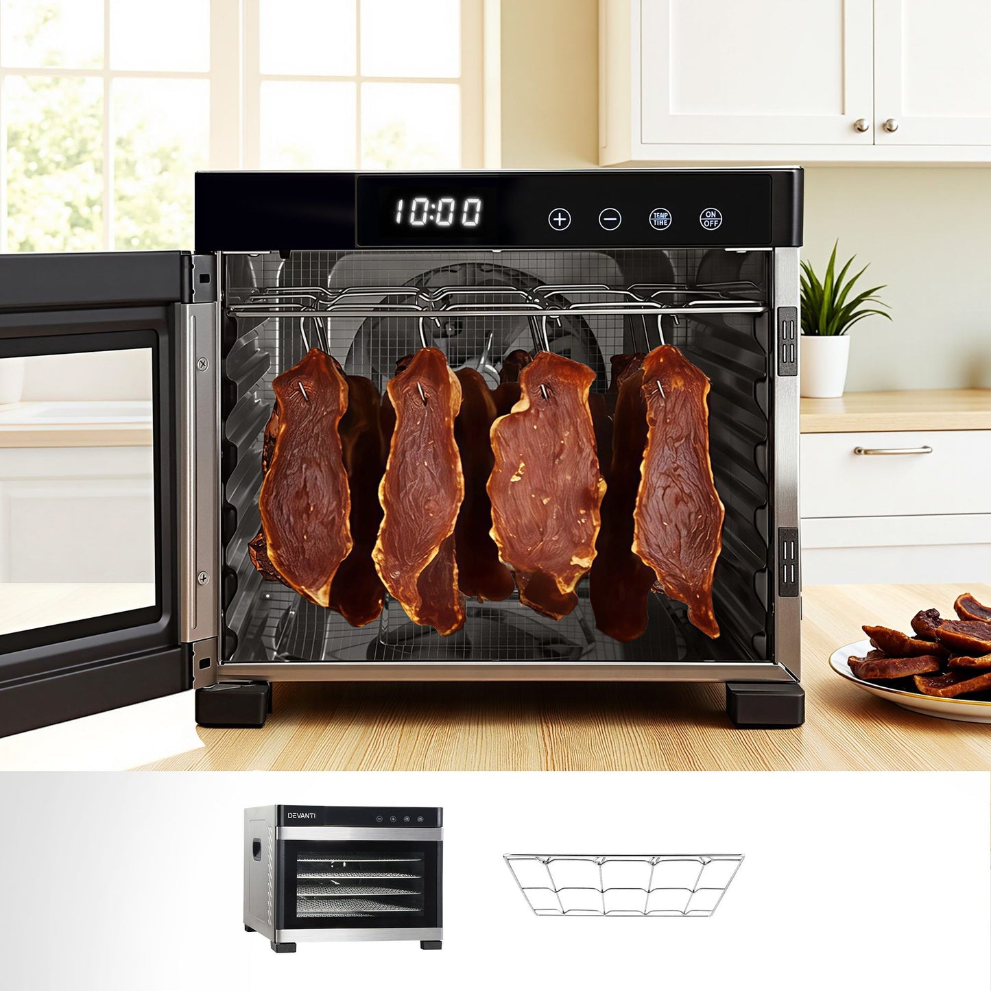 Devanti Food Dehydrator 6 Tray Fruit Dryer Jerky Maker With Stainless Steel Rack FD-E-RACK-306