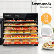 Devanti Food Dehydrator 6 Tray Fruit Dryer Jerky Maker With Stainless Steel Rack