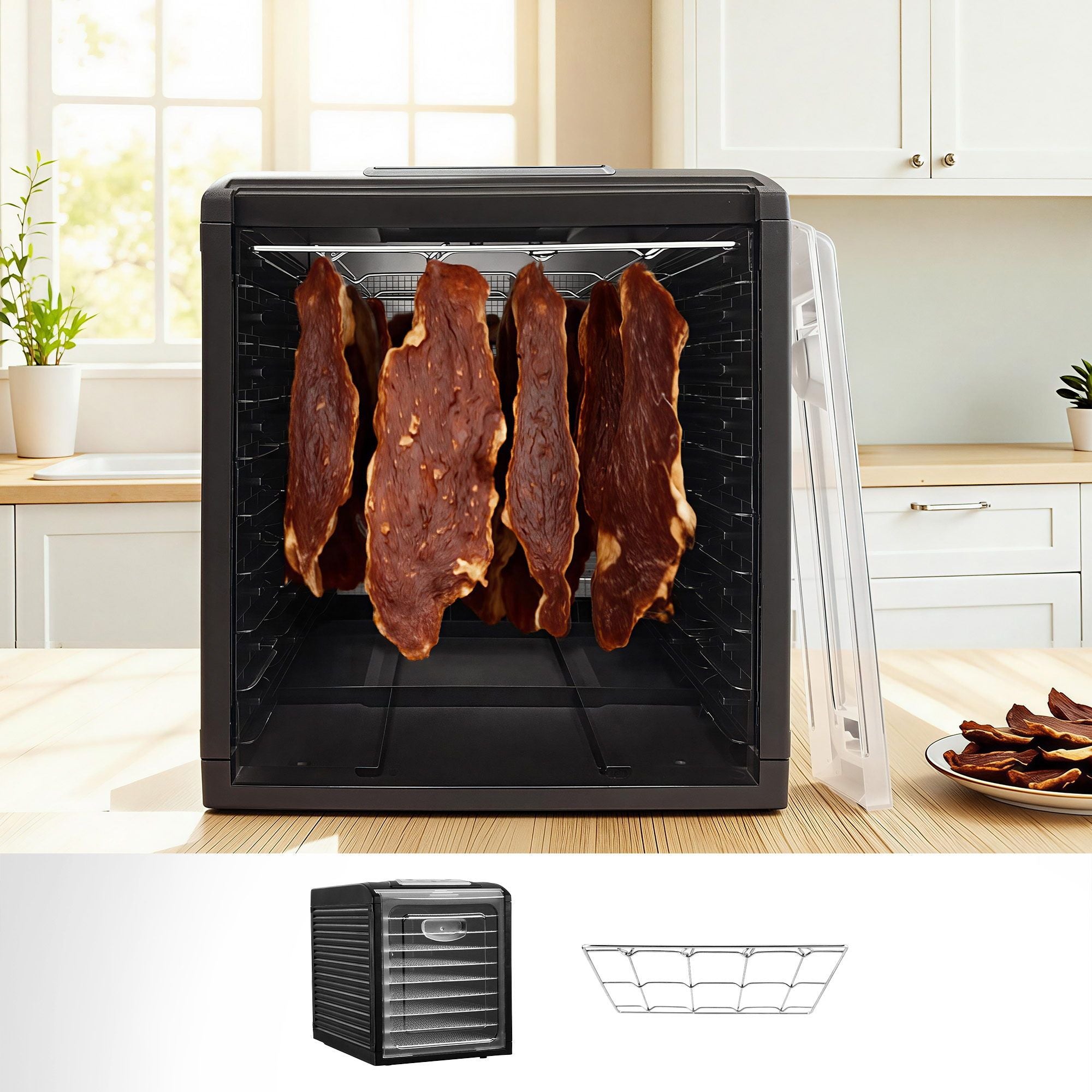 Devanti 9 Trays Food Dehydrator with Hanging Stainless Steel Tray FD-E-RACK-333H