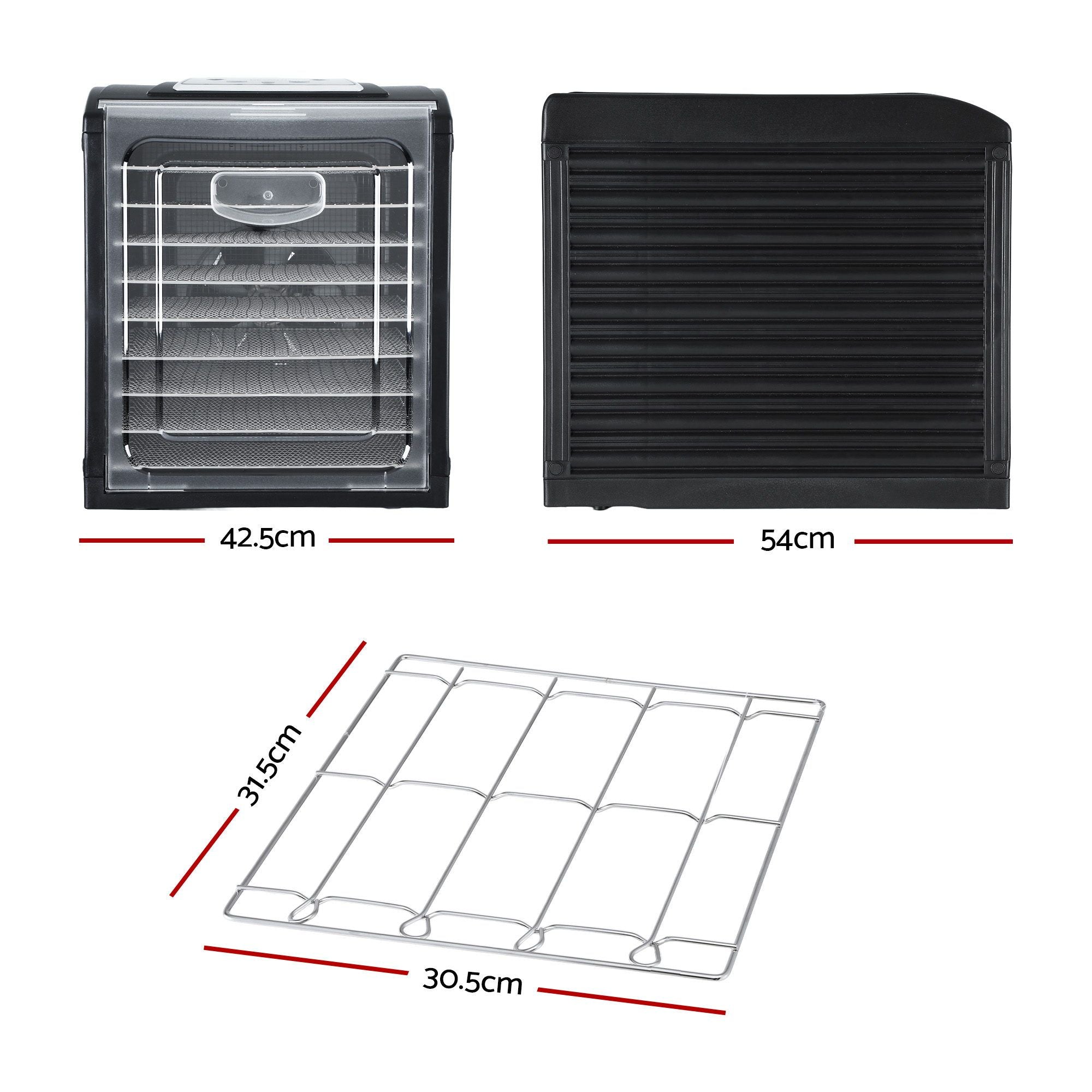 Devanti 9 Trays Food Dehydrator with Hanging Stainless Steel Tray FD-E-RACK-333H