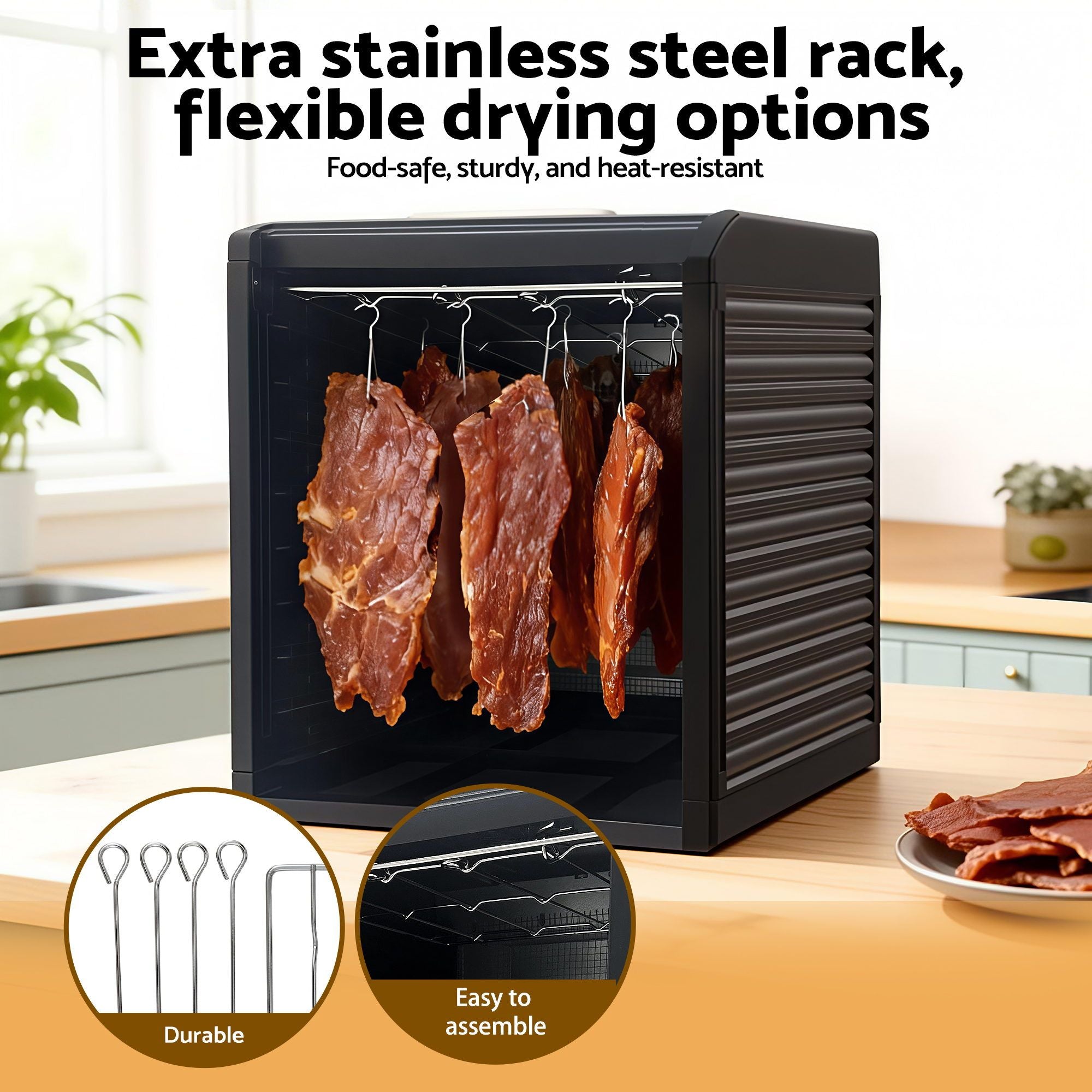 Devanti 9 Trays Food Dehydrator with Hanging Stainless Steel Tray FD-E-RACK-333H