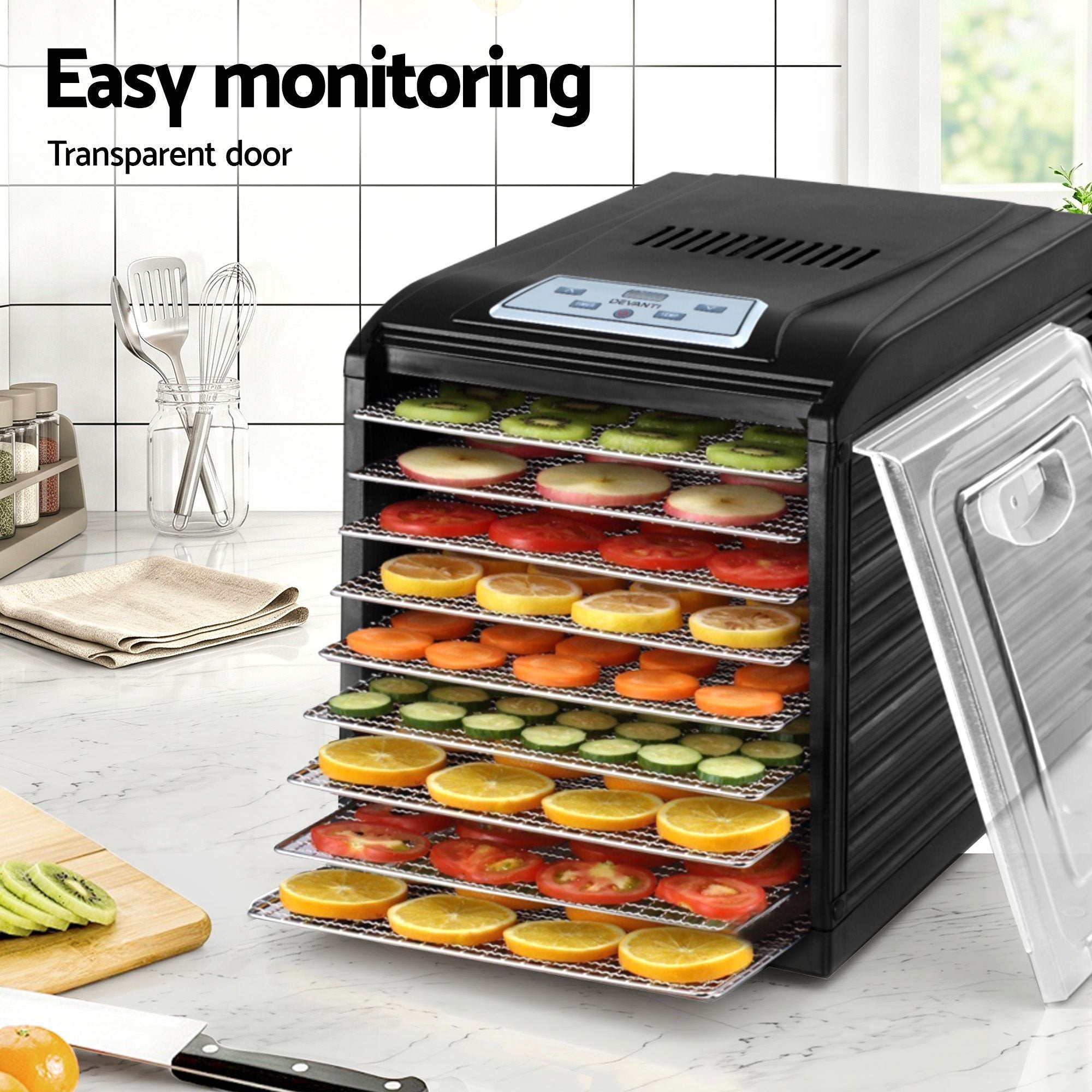 Devanti 9 Trays Food Dehydrator with Hanging Stainless Steel Tray FD-E-RACK-333H