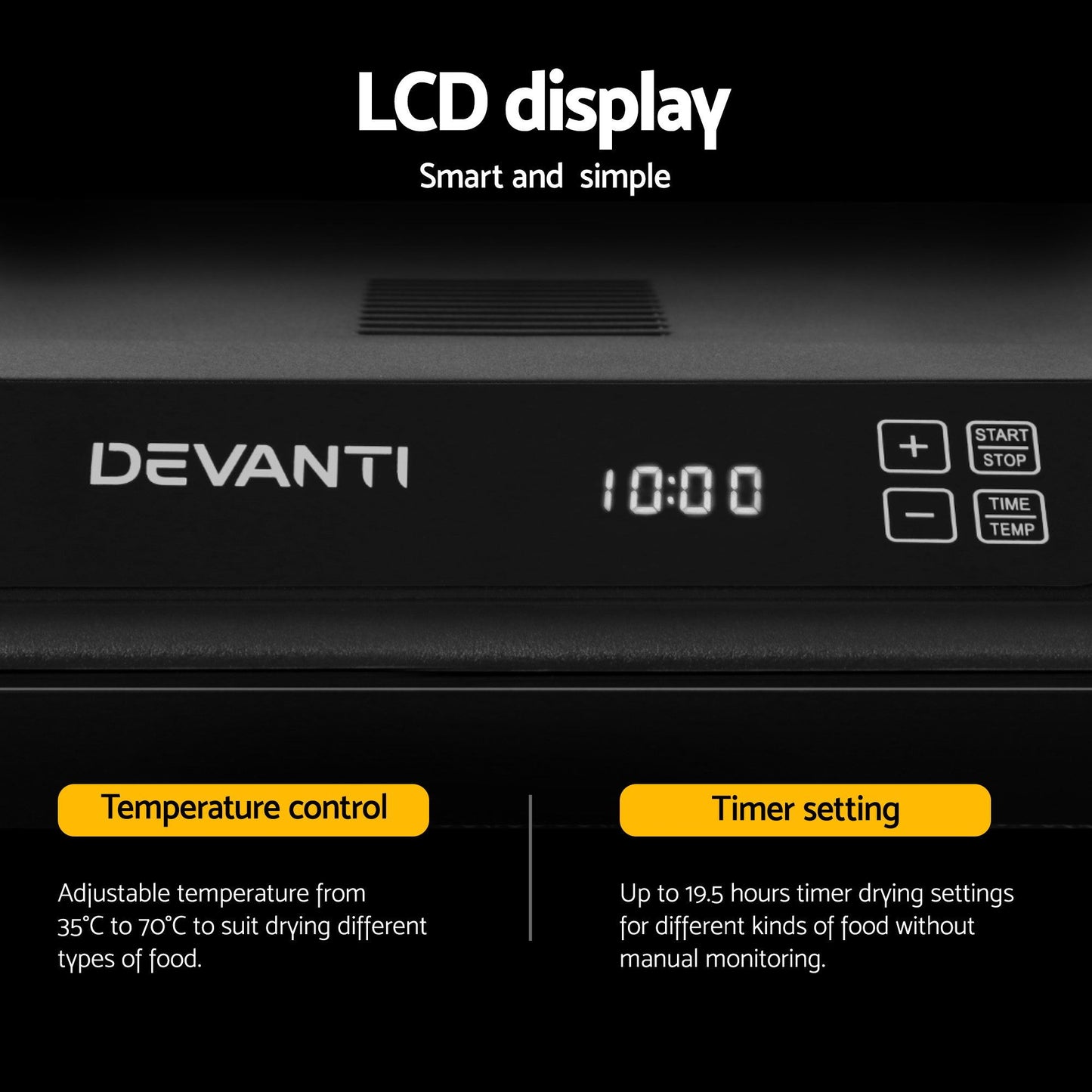 Devanti Food Dehydrator 6 Tray Fruit Dryer Jerky Maker With Stainless Steel Rack FD-E-RACK-363