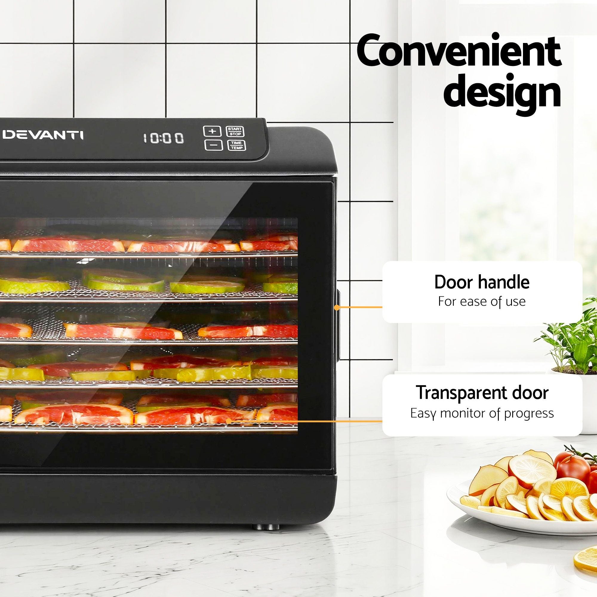 Devanti Food Dehydrator 6 Tray Fruit Dryer Jerky Maker With Stainless Steel Rack