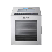 Devanti 10 Trays Food Dehydrator Stainless Steel Visible Glass Door 850W FD-F-1013-10T-SS