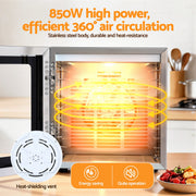 Devanti 10 Trays Food Dehydrator Stainless Steel Visible Glass Door 850W FD-F-1013-10T-SS