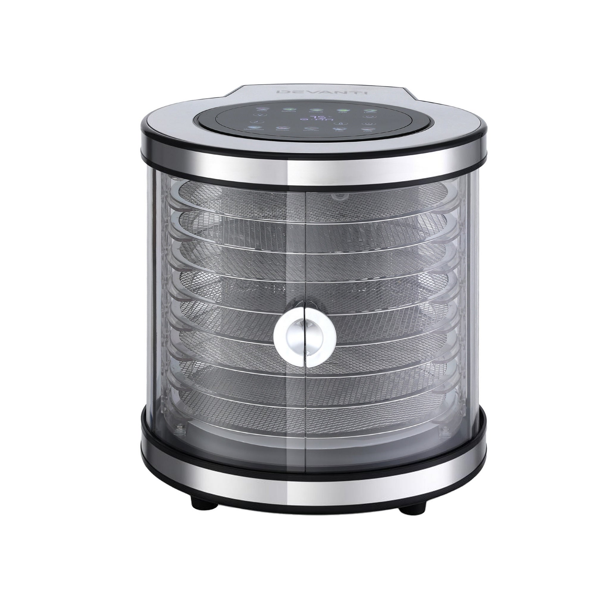 Devanti 8 Trays Food Dehydrator Stainless Steel Auto-Rotate 10 Programs 700W FD-F-360-8T-SS