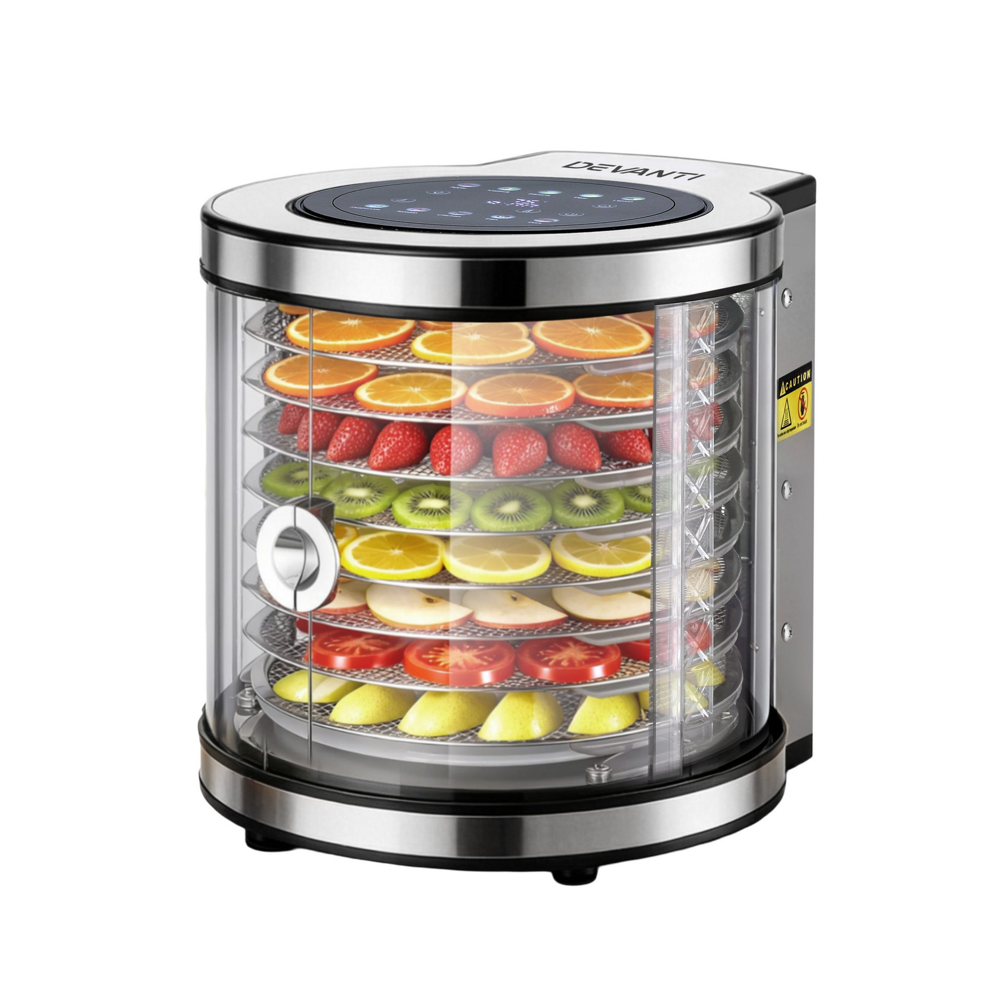 Devanti 8 Trays Food Dehydrator Stainless Steel Auto-Rotate 10 Programs 700W FD-F-360-8T-SS
