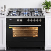 Devanti 90cm Dual Fuel Cooker Gas Cooktop Electric Oven 5 Burner