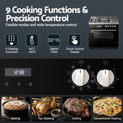 Devanti 90cm Dual Fuel Cooker Gas Cooktop Electric Oven 5 Burner