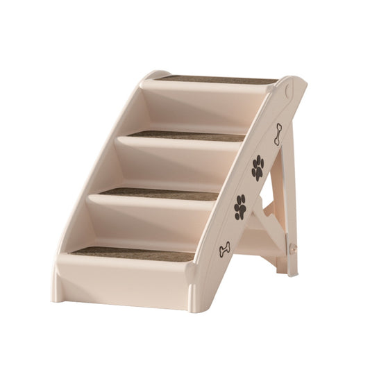 i.Pet Dog Ramp Steps For Bed Sofa Car Pet Stairs Ladder Portable Foldable Beige FDR-D-433-BG