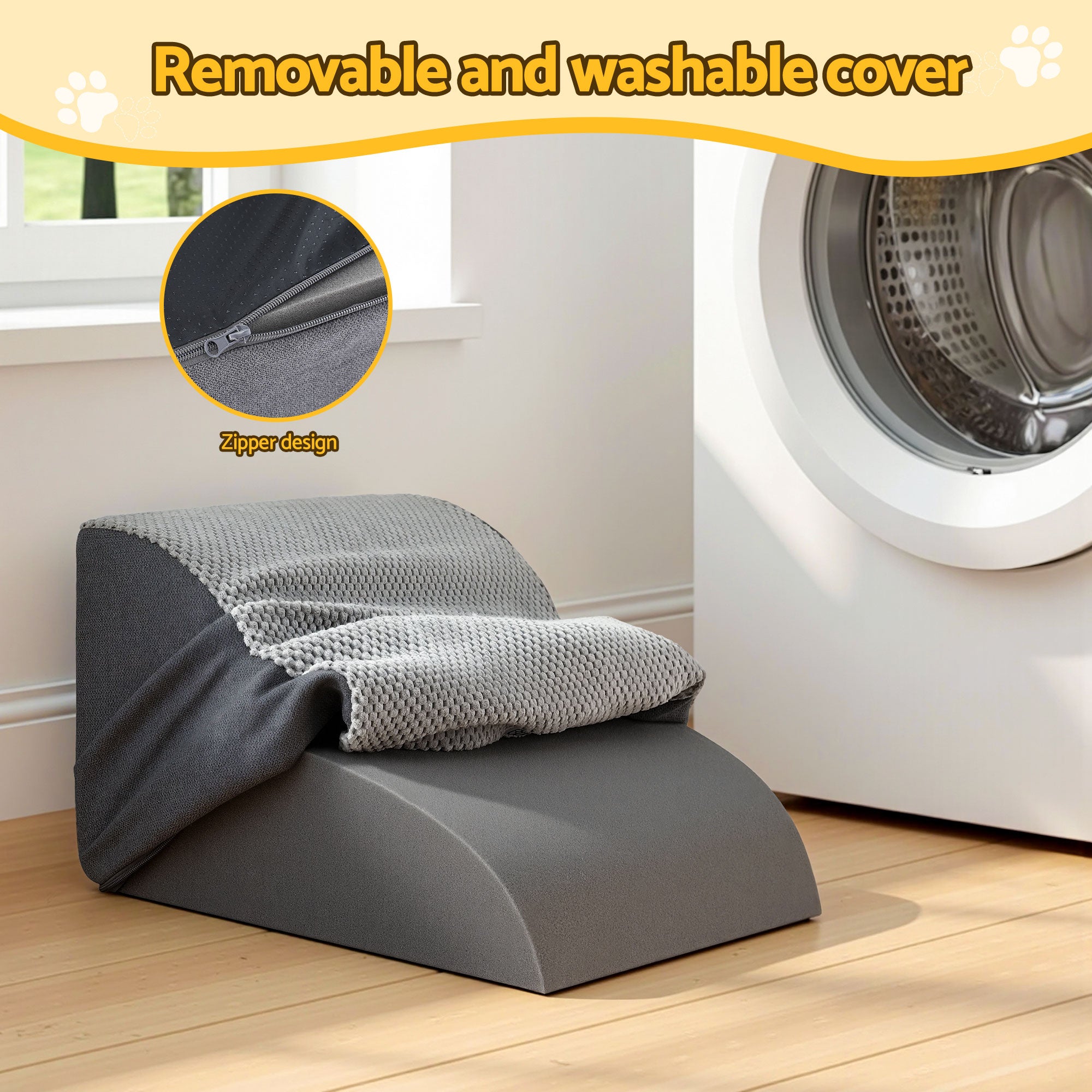 i.Pet Dog Ramp 2 Steps For Small Dogs Bed Sofa Car Foam Non-Slip Pet Cat Stairs FDR-D-FOAM-2T-GR