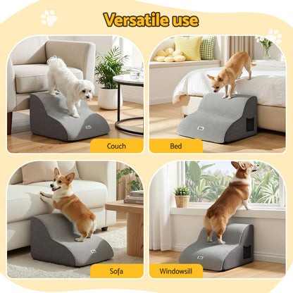 i.Pet Dog Ramp 2 Steps For Small Dogs Bed Sofa Car Foam Non-Slip Pet Cat Stairs FDR-D-FOAM-2T-GR
