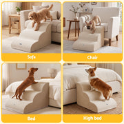 i.Pet Dog Ramp Washable Cover Stairs for Bed Sofa Foam Step Ladder 3 Tier Beige