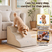 i.Pet Dog Ramp Washable Cover Stairs for Bed Sofa Foam Step Ladder 3 Tier Beige