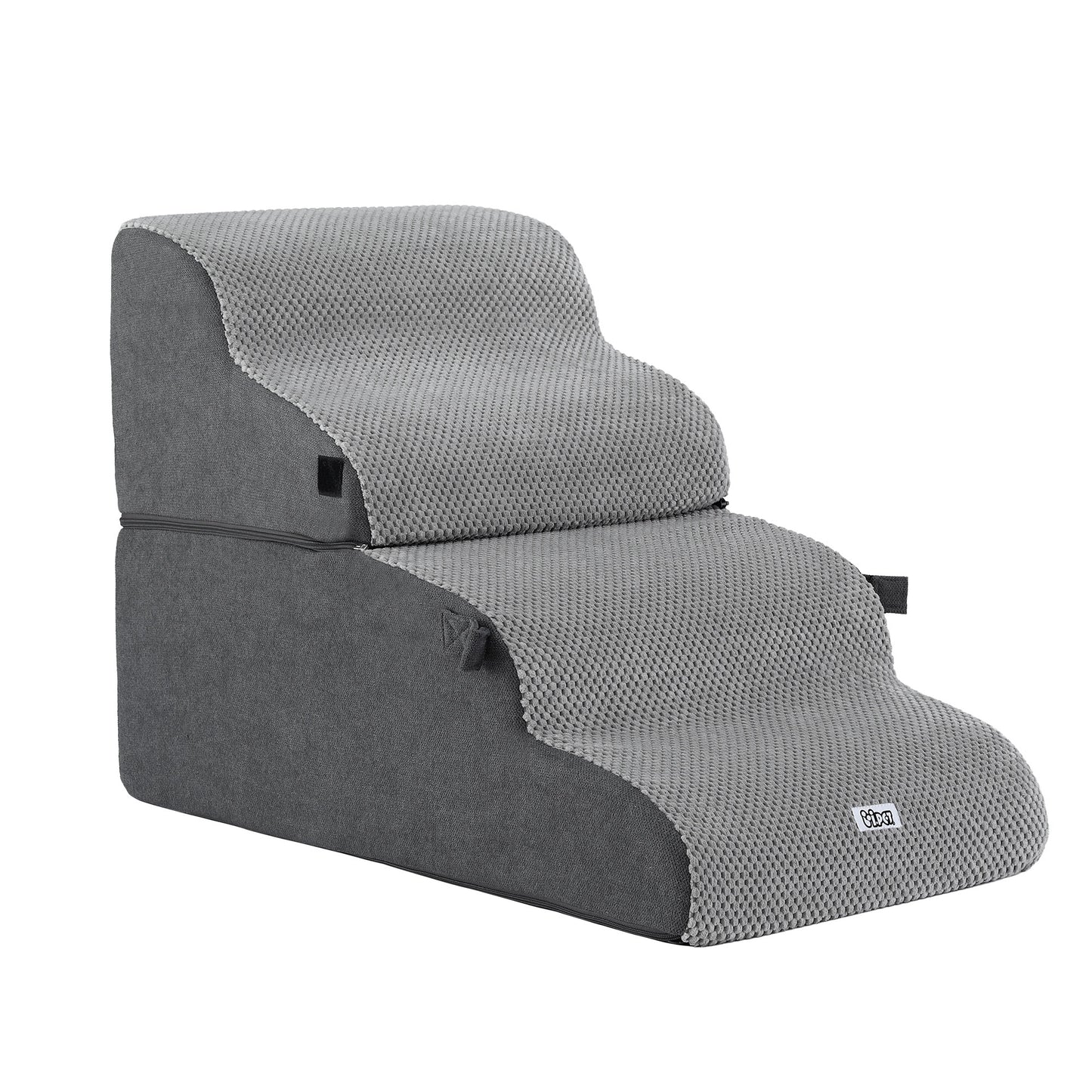 i.Pet Dog Stairs and Bed 2-in-1 Sofa Car Foam Non-Slip Washable Pet Stairs Indoor Grey FDR-D-FOAM-4T-2IN1-GR