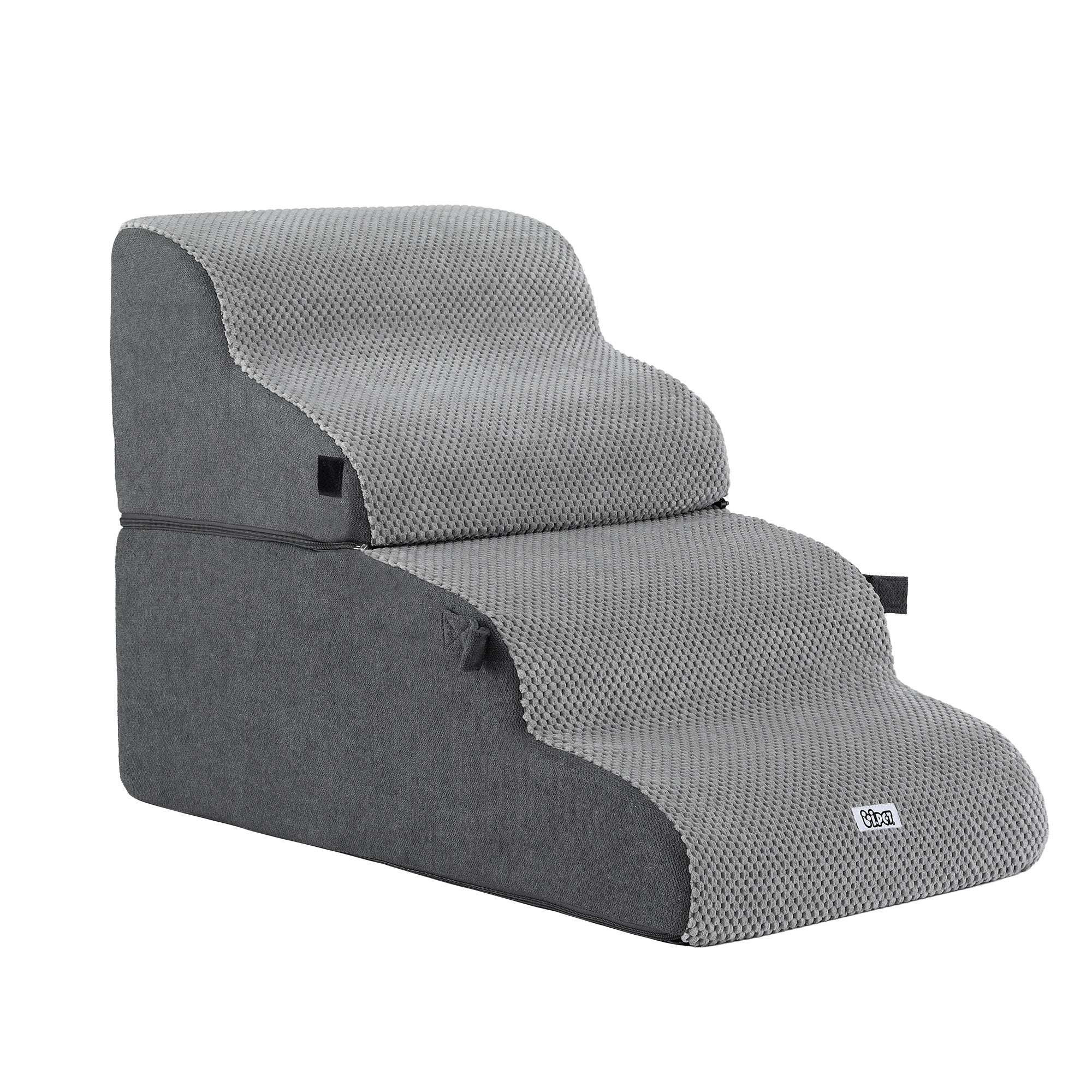 i.Pet Dog Stairs and Bed 2-in-1 Sofa Car Foam Non-Slip Washable Pet Stairs Indoor Grey FDR-D-FOAM-4T-2IN1-GR