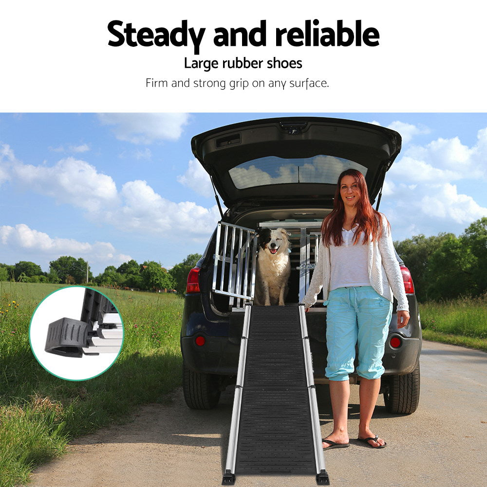 i.Pet Dog Ramp Pet Stairs Steps Car SUV Foldable Portable Ladder Adjustable FDR-D-ST3-BK